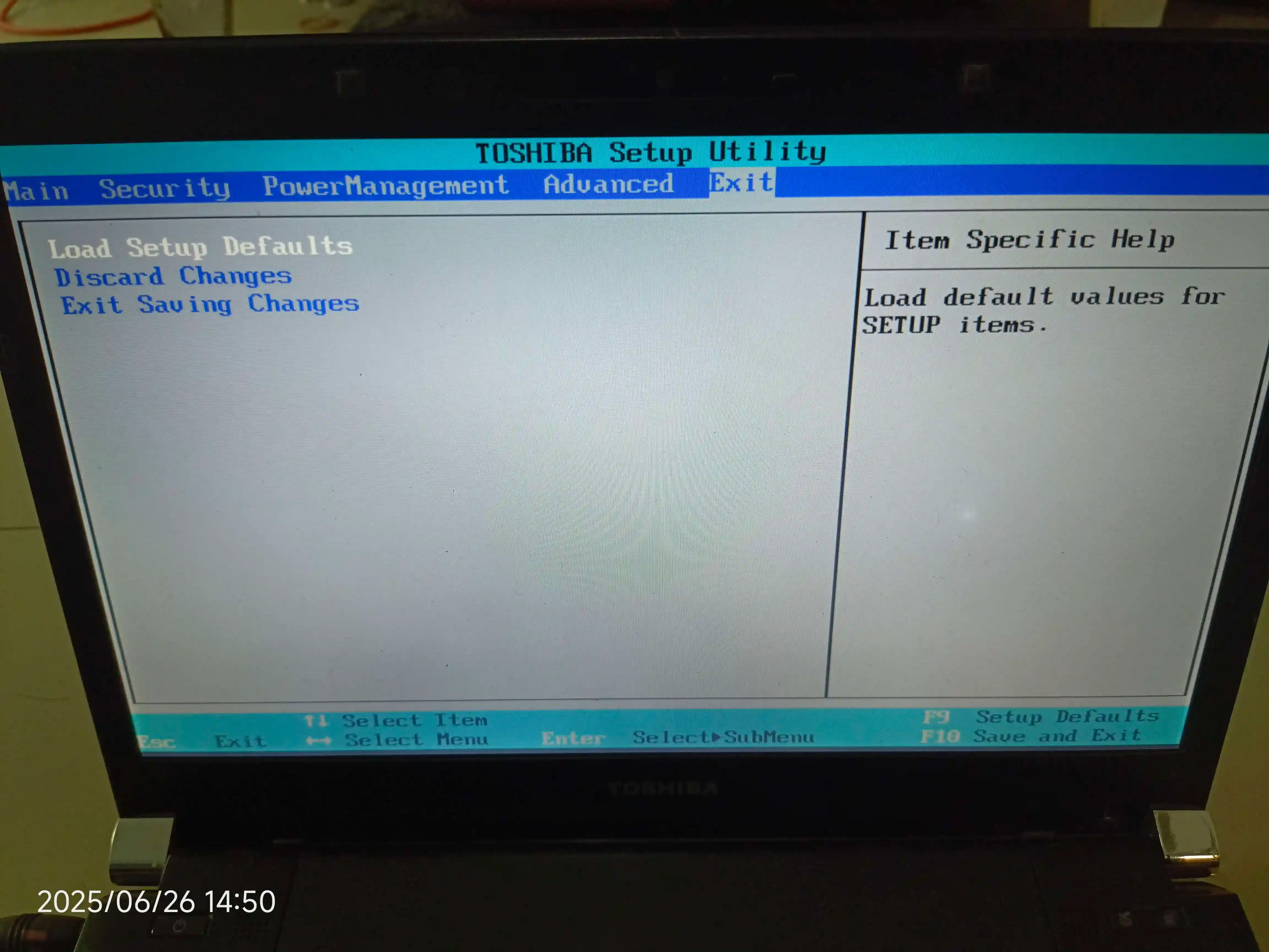 toshiba bios exit section